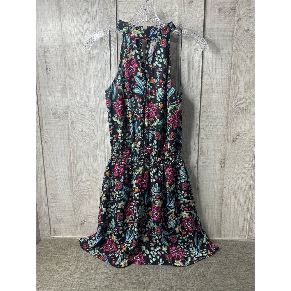 Paper Crane Womens Small Floral Sleeveless Lined Halter Dress Elastic Waist